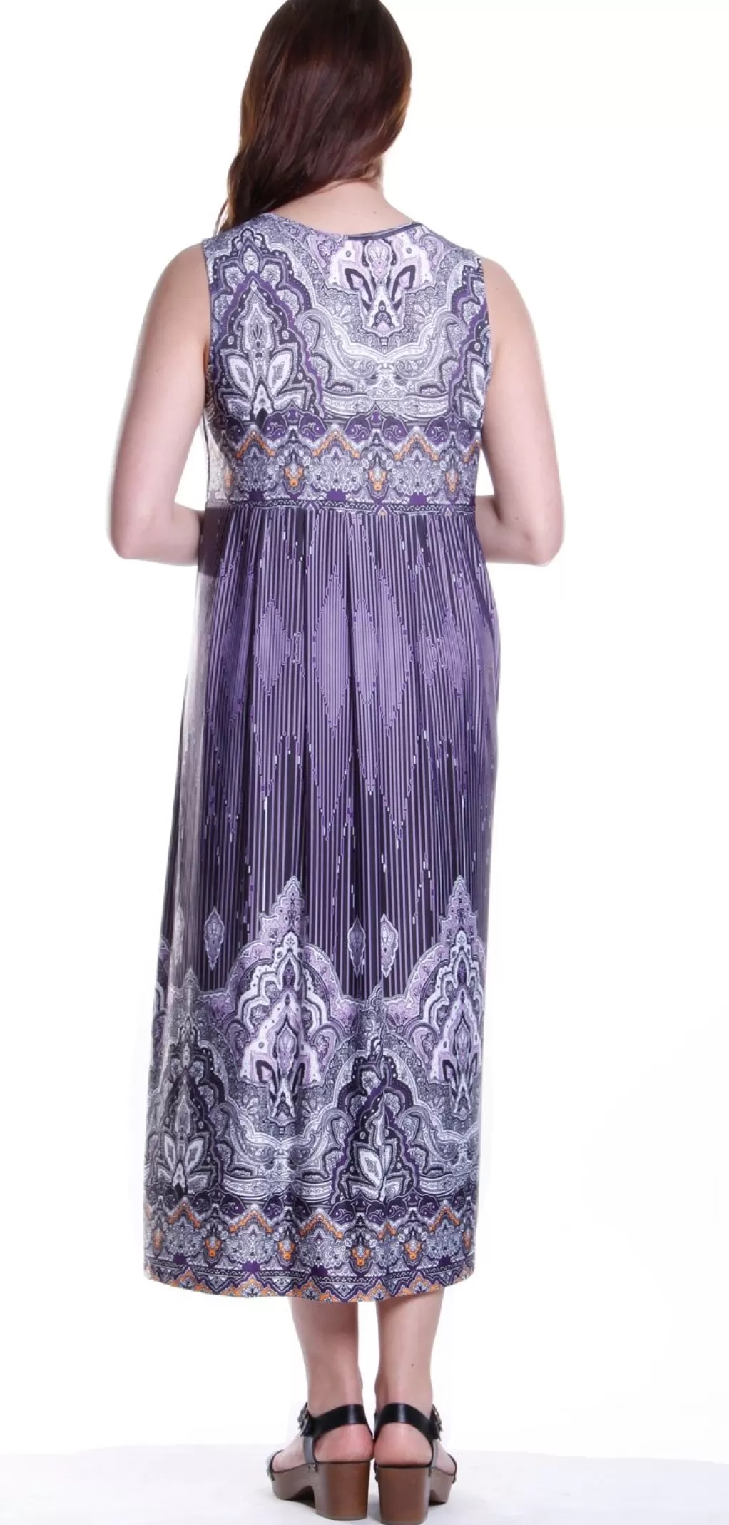 La Cera™ La Cera Border Print Sleeveless Printed Maxi Dress