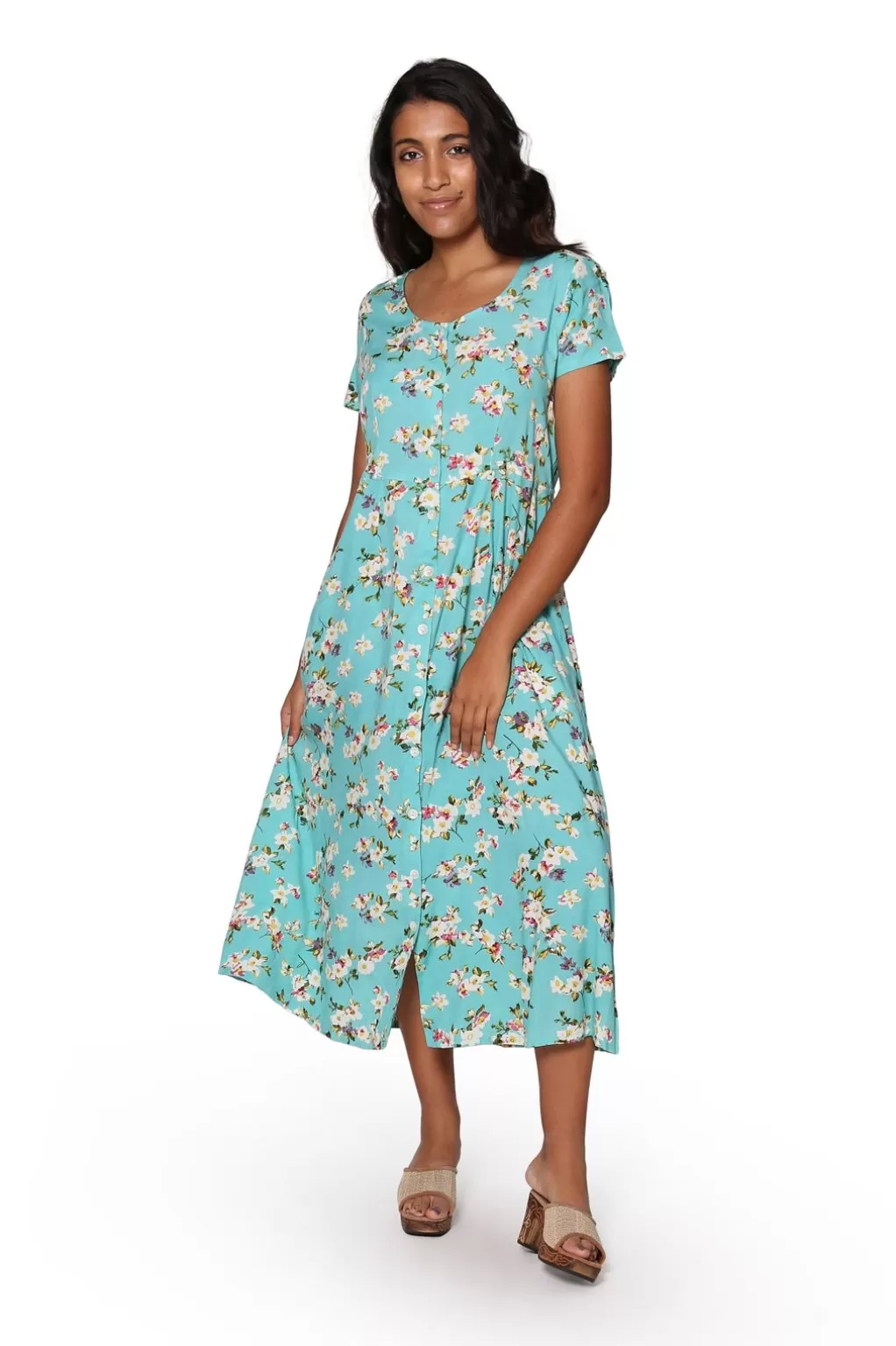 La Cera™ La Cera Button Front Short Sleeve Dress