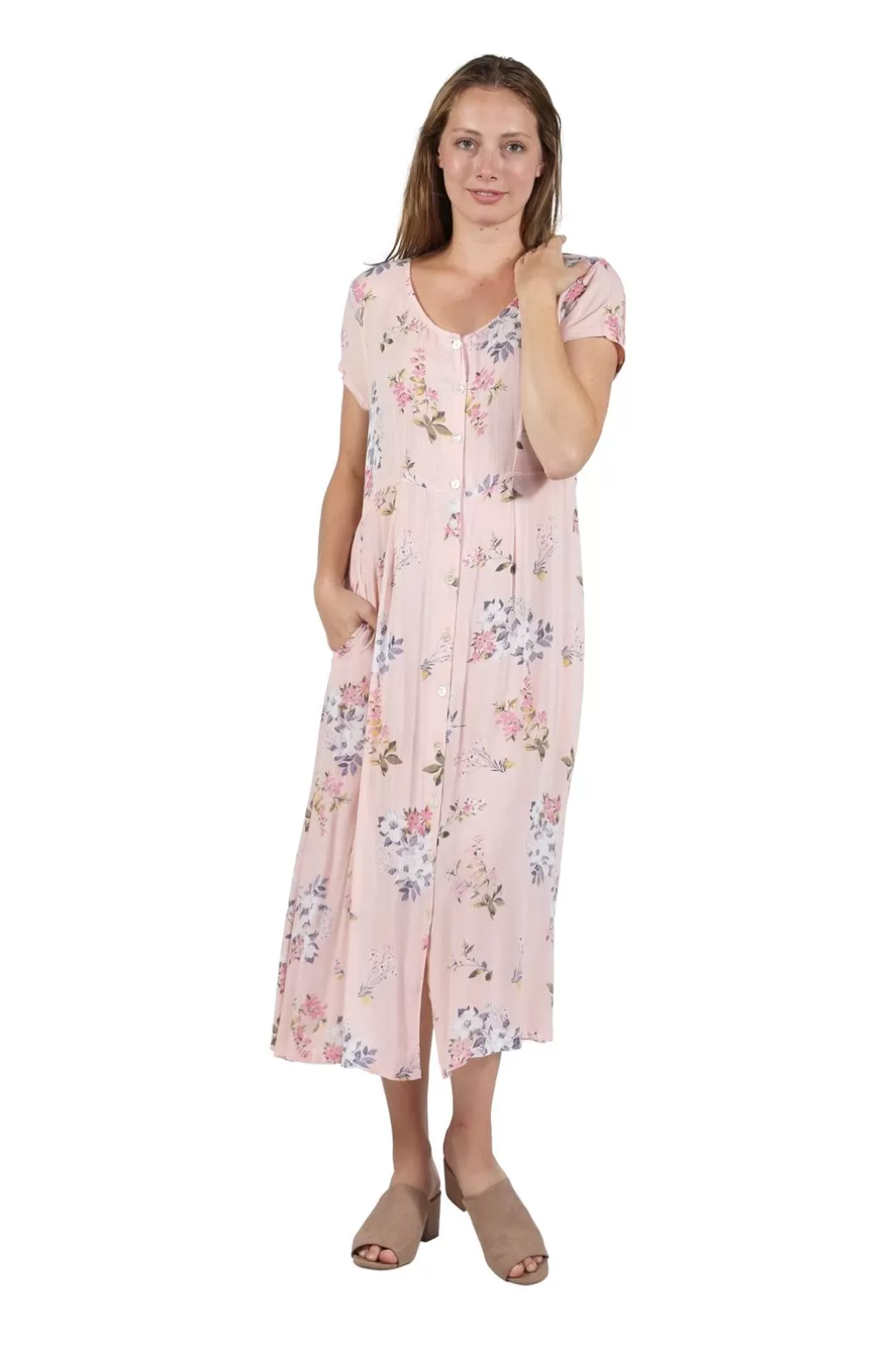 La Cera™ La Cera Button Front Short Sleeve Dress