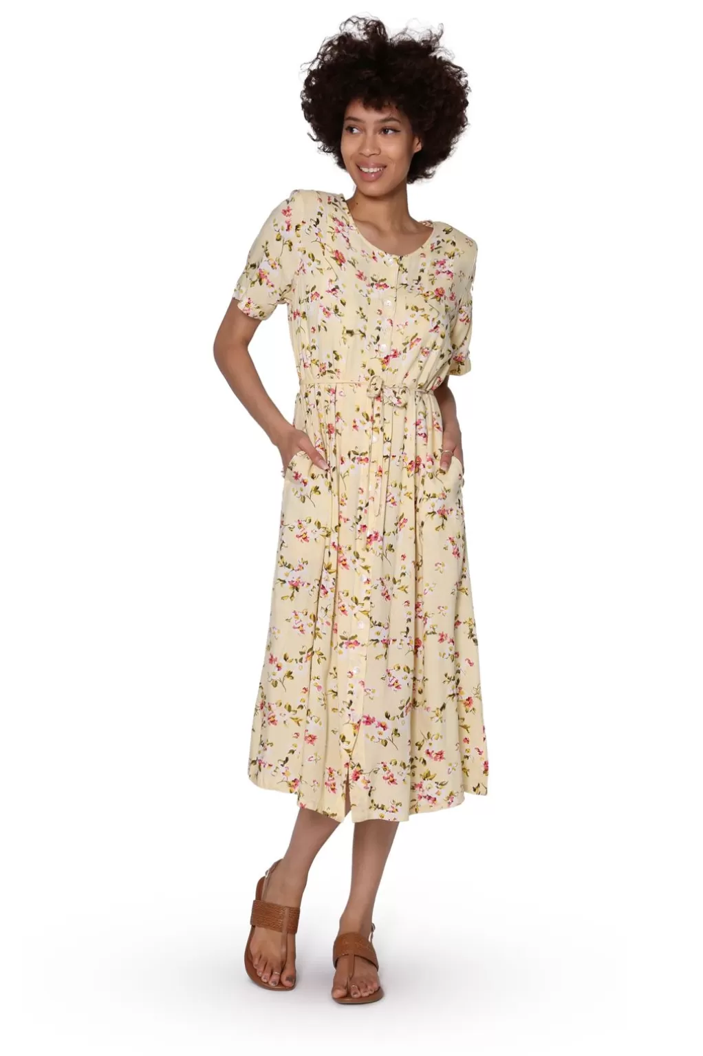 La Cera™ La Cera Button Front Short Sleeve Dress