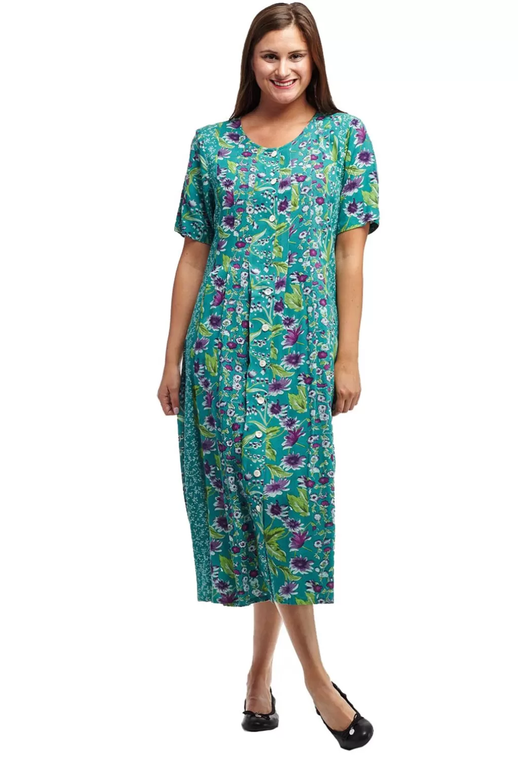 La Cera™ La Cera Button Front Short Sleeve Dress
