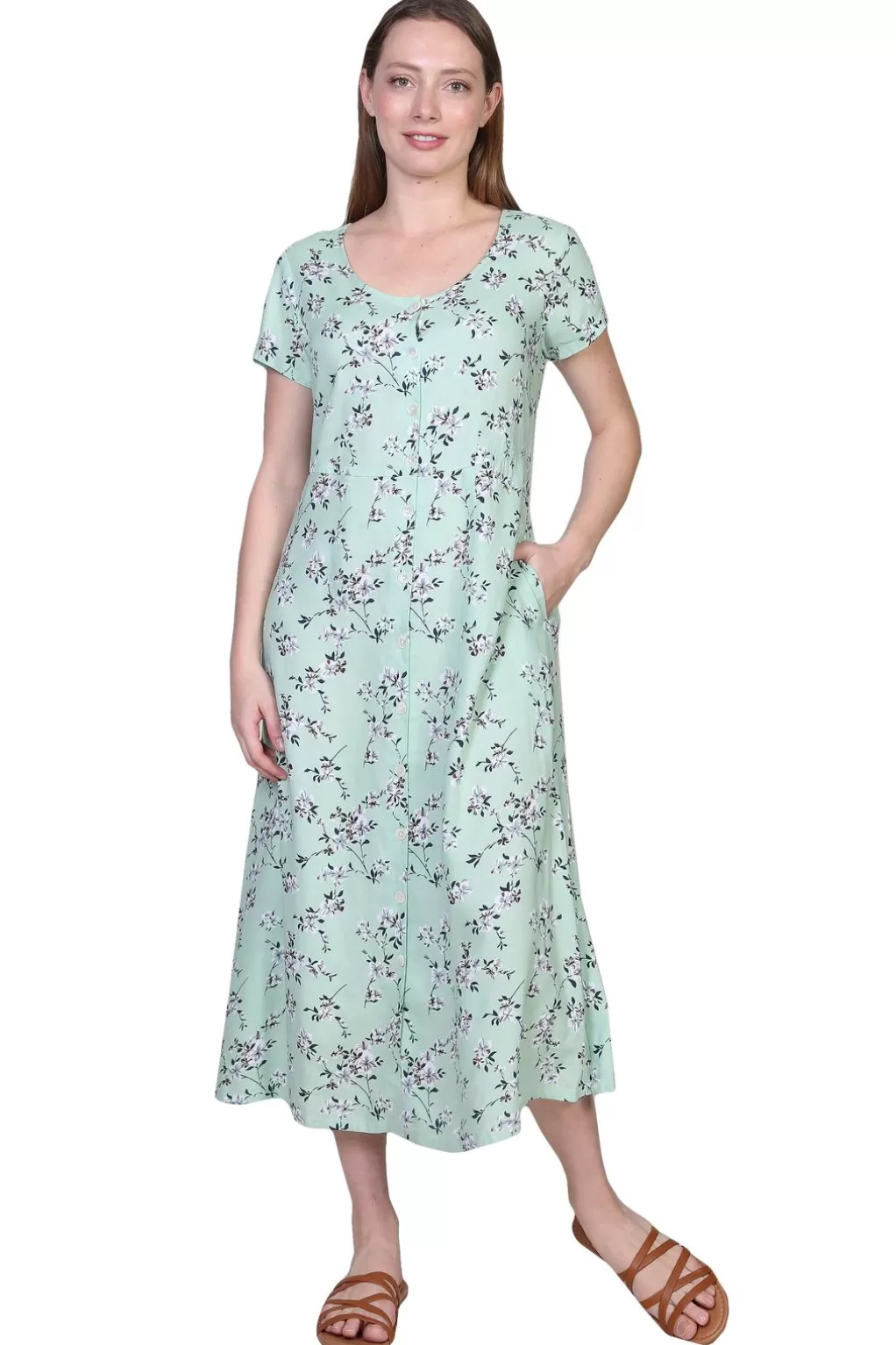 La Cera™ La Cera Button Front Short Sleeve Dress