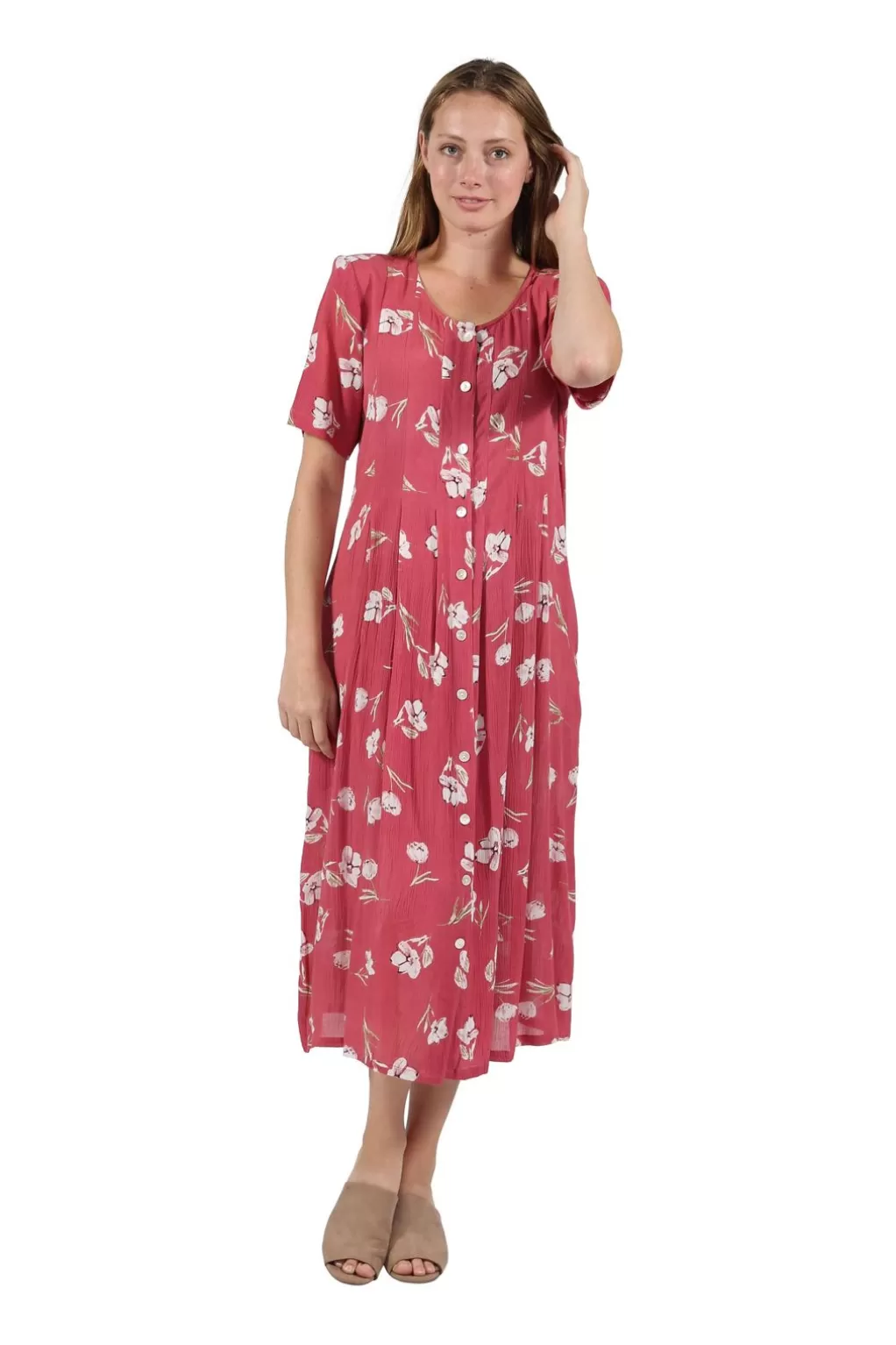 La Cera™ La Cera Button Front Short Sleeve Dress