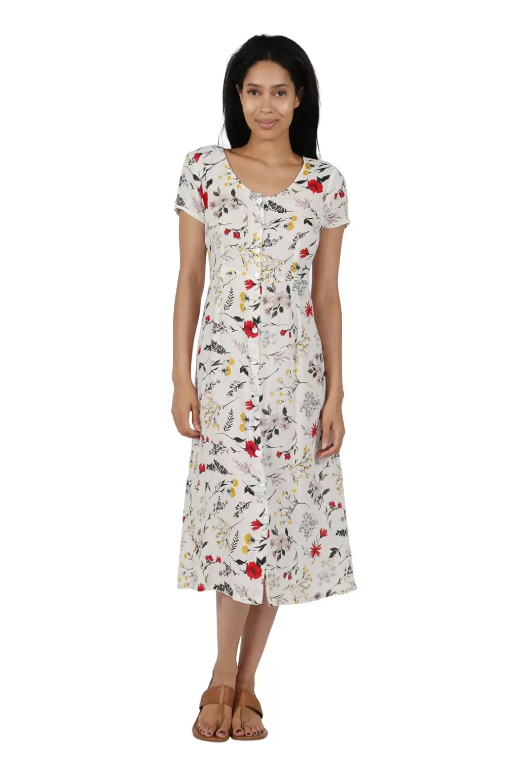 La Cera™ La Cera Button Front Short Sleeve Dress
