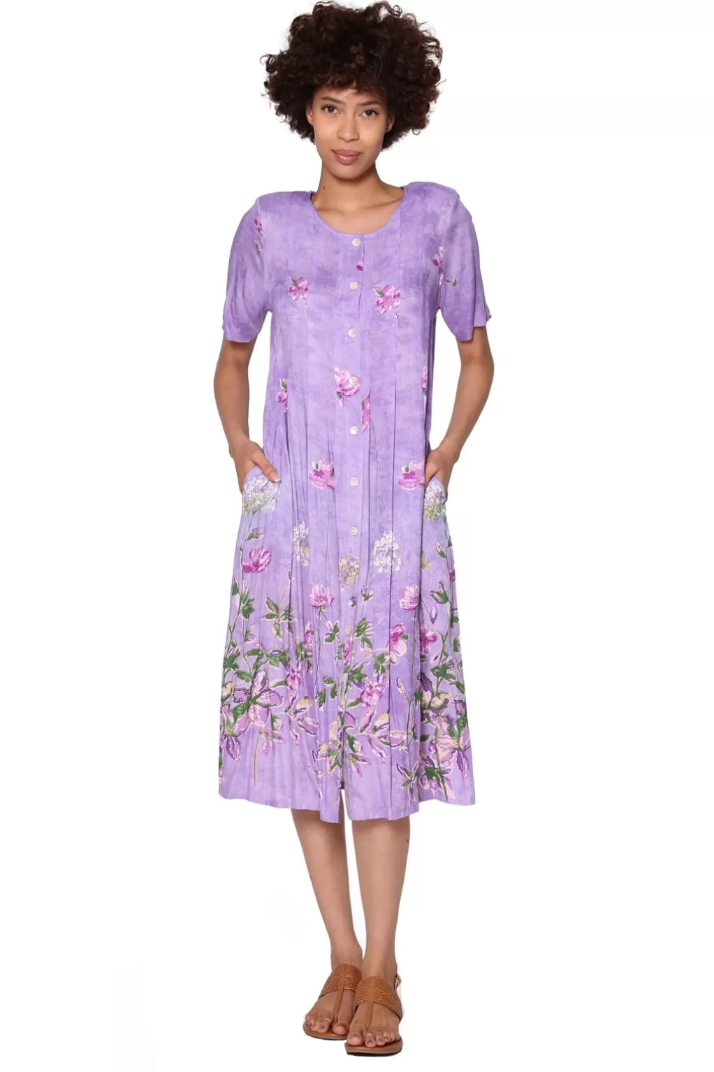 La Cera™ La Cera Button Front Short Sleeve Dress
