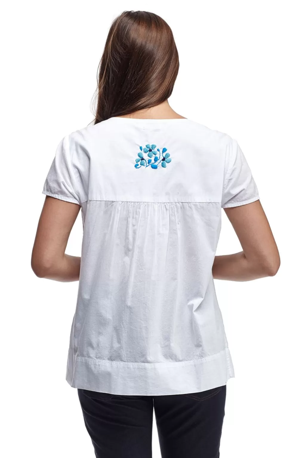 La Cera™ La Cera Cap Sleeve Hand Embroidered Top