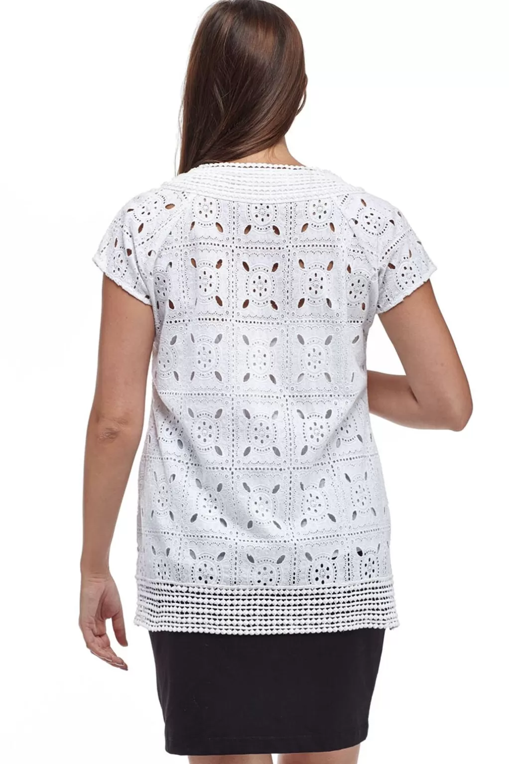 La Cera™ La Cera Cap Sleeve Medallion Lace Tunic