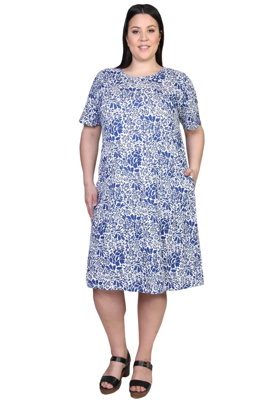 La Cera™ La Cera Cotton Jersey Knit A-Line Dress - Plus Size