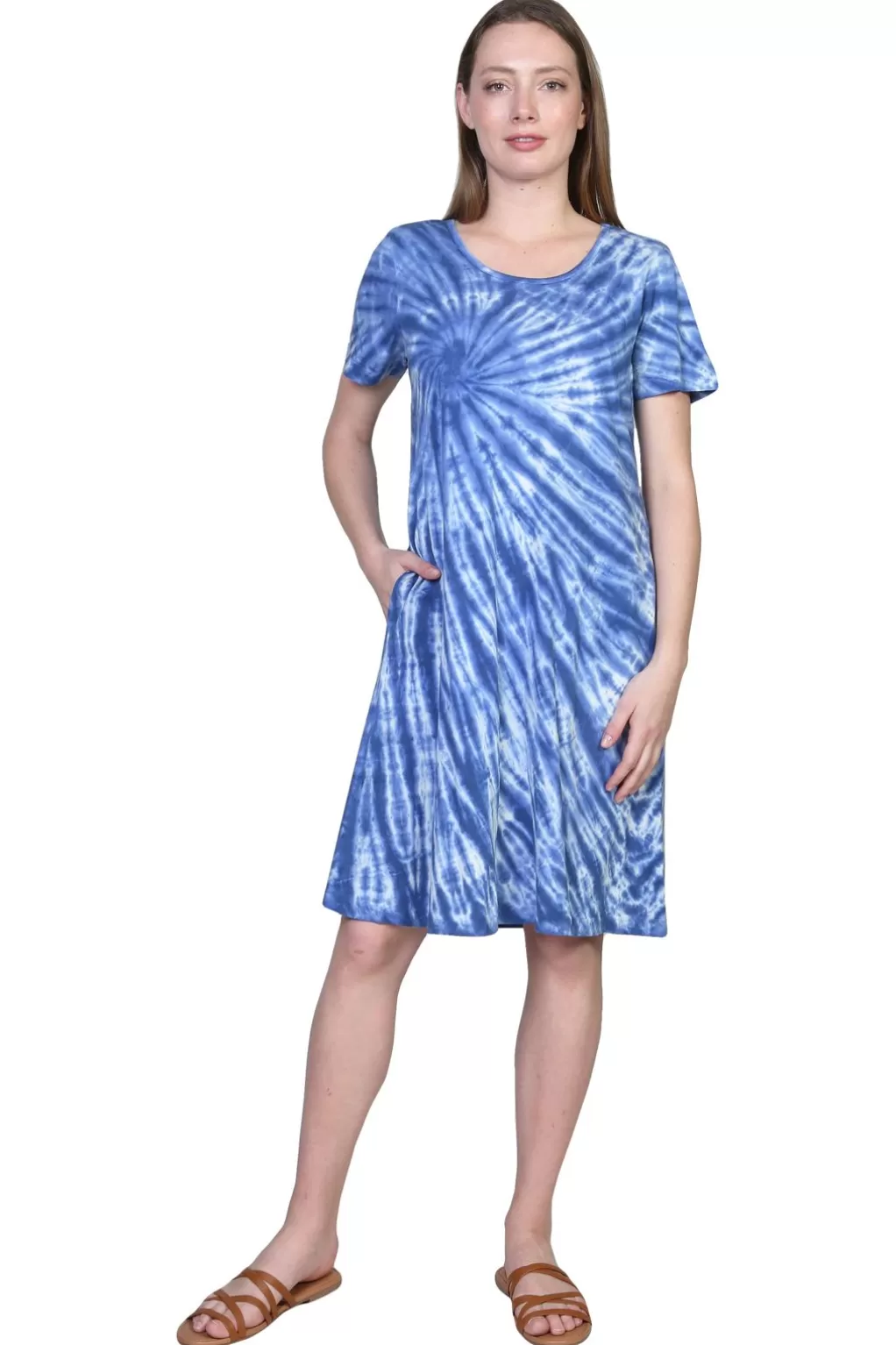 La Cera™ La Cera Cotton Knit Short Sleeve Tie-Dye Dress