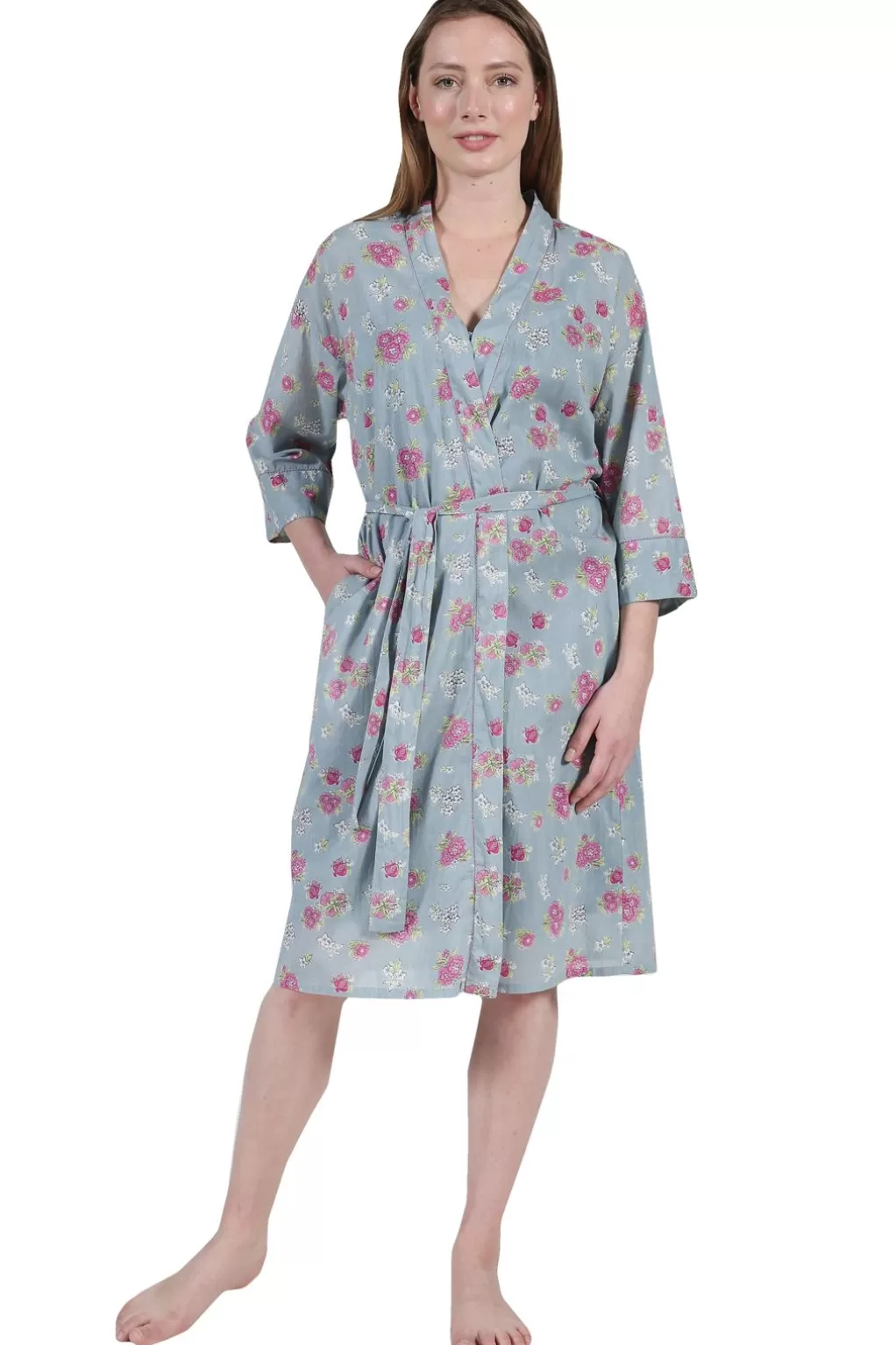La Cera™ La Cera Cotton Wrap Robe