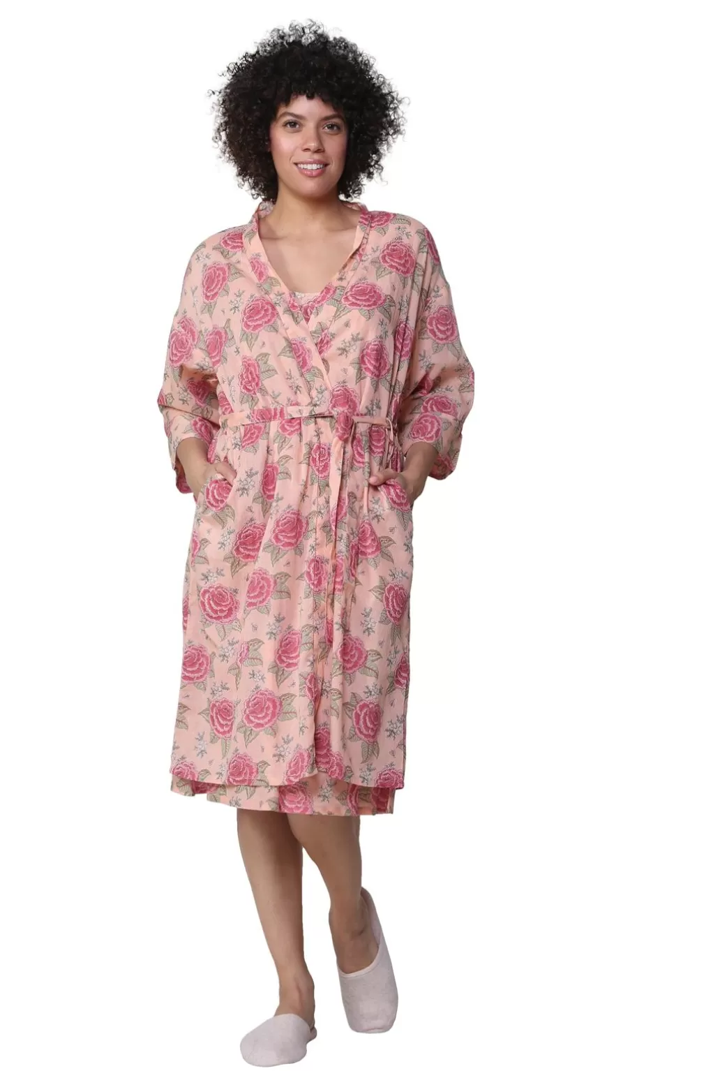 La Cera™ La Cera Cotton Wrap Robe