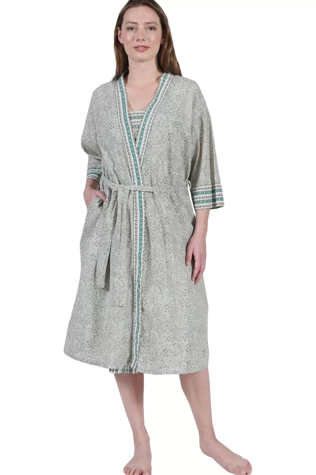 La Cera™ La Cera Cotton Wrap Robe