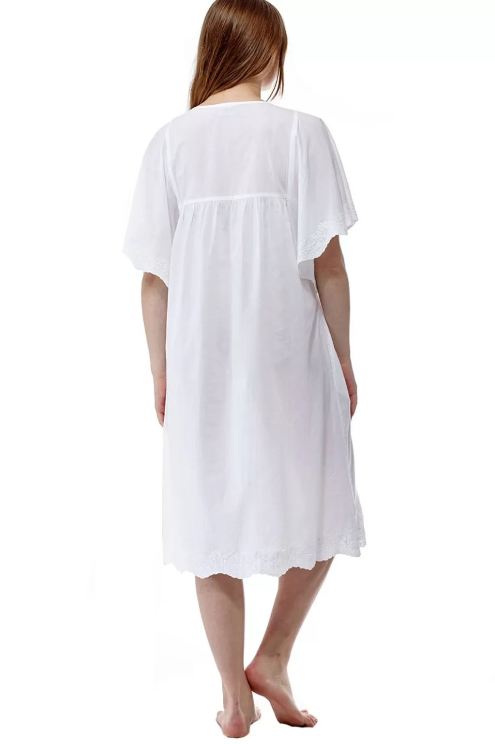 La Cera™ La Cera Crochet Yoke Flutter Sleeve Gown