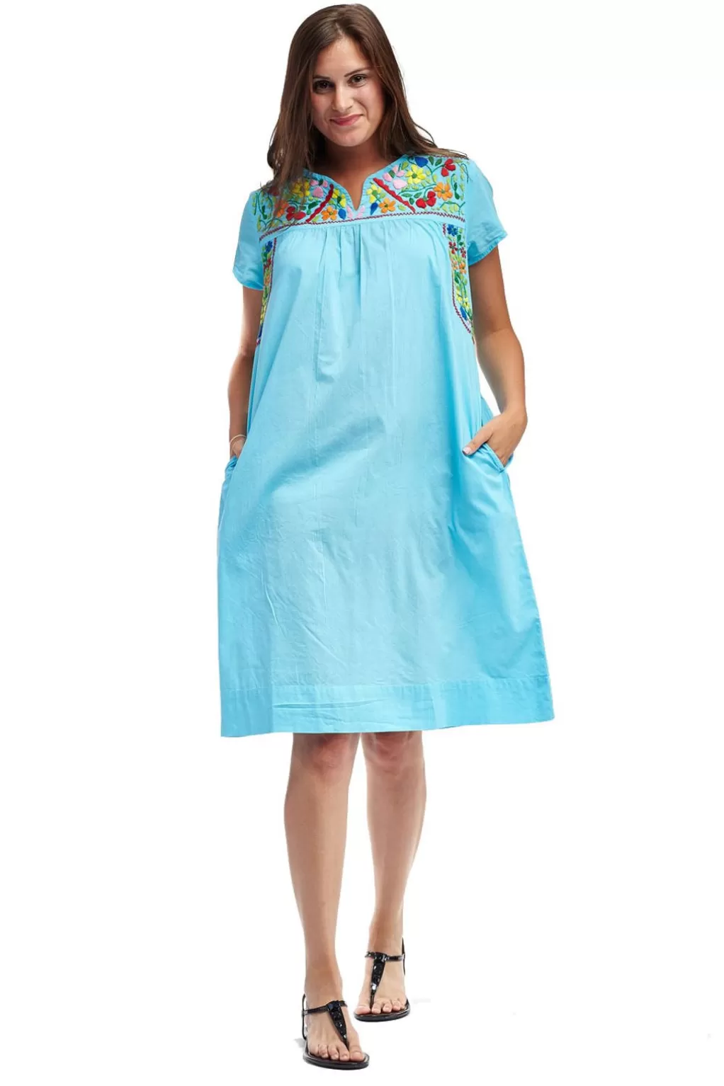 La Cera™ La Cera Embroide Short Sleeve Dress