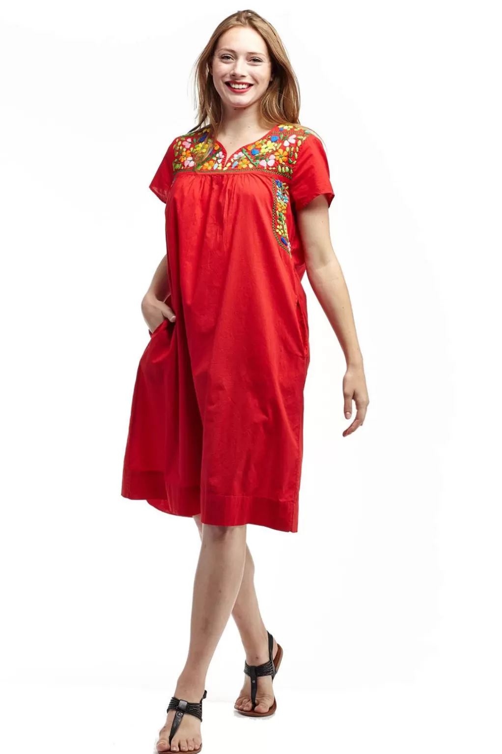 La Cera™ La Cera Embroide Short Sleeve Dress