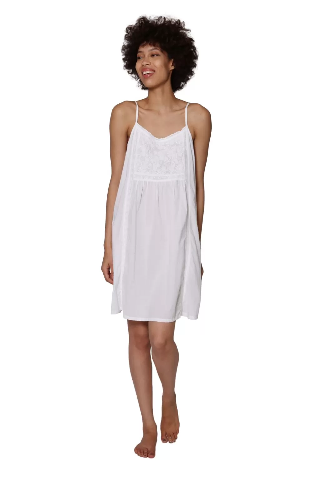 La Cera™ La Cera Embroidered Bib Sleeveless Chemise