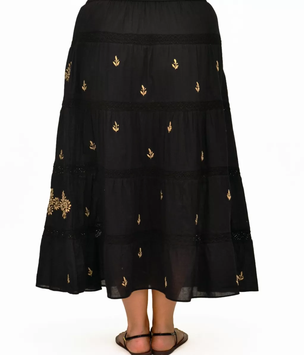 La Cera™ La Cera Embroidered Detail Peasant Skirt