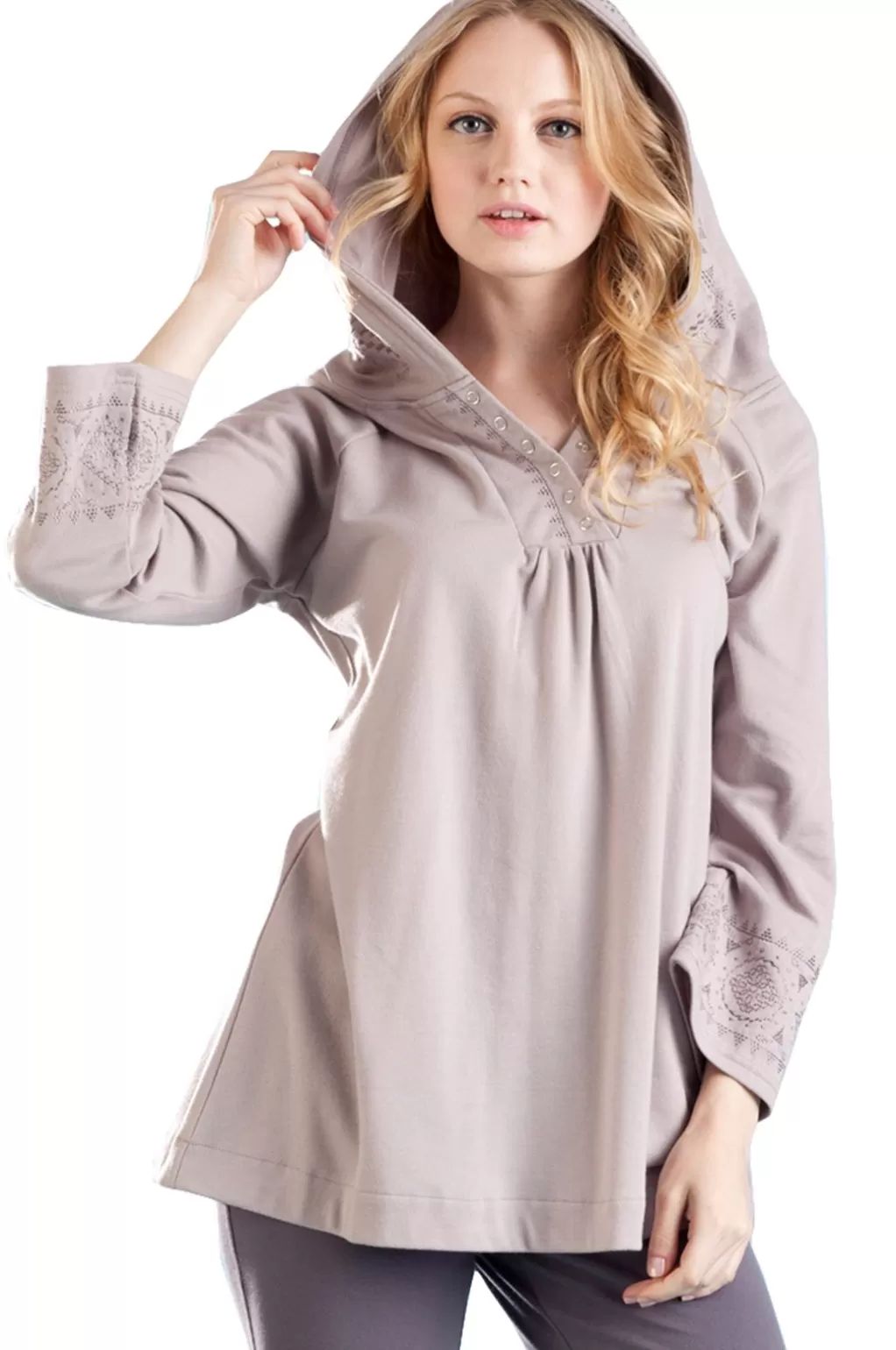 La Cera™ La Cera Embroidered Hooded Tunic