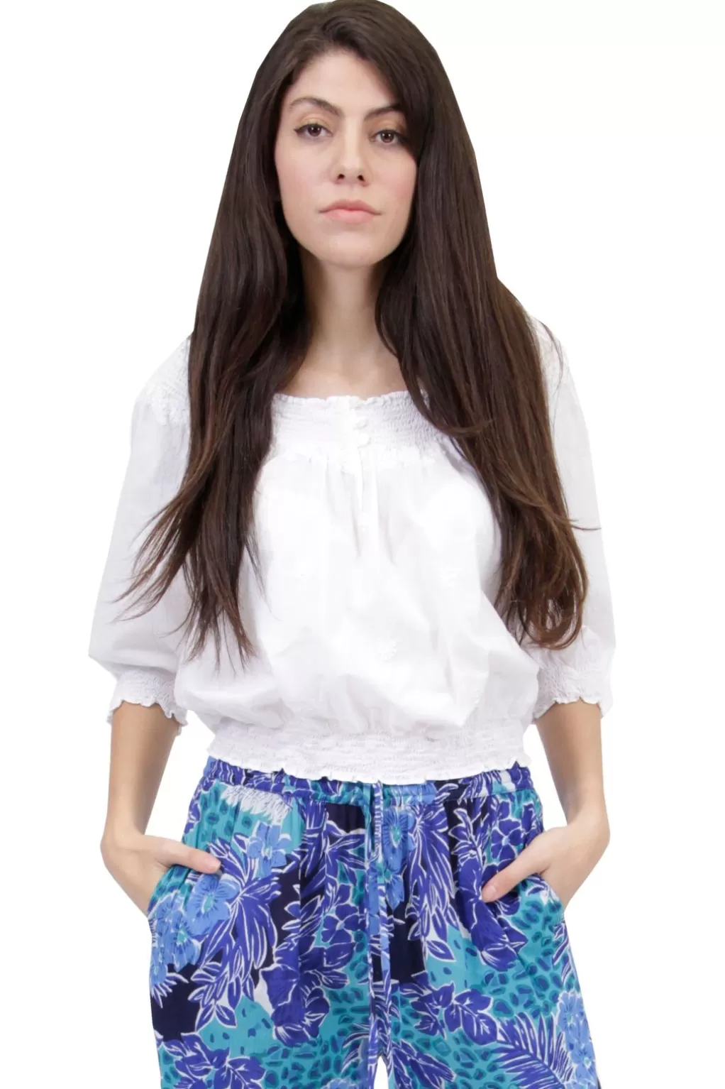 La Cera™ La Cera Embroidered Peasant Blouse