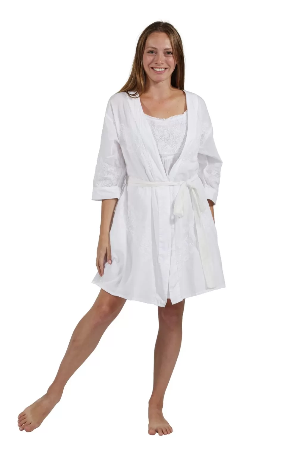 La Cera™ La Cera Embroidered Short Robe