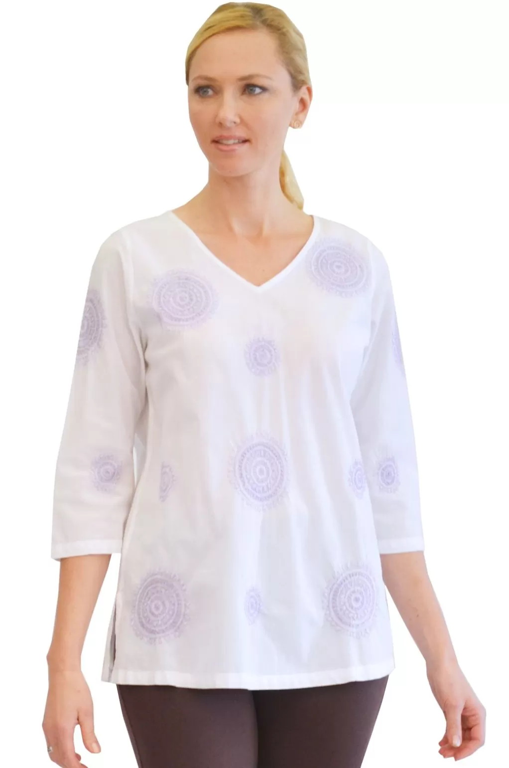 La Cera™ La Cera Embroidered V-Neck Shirt