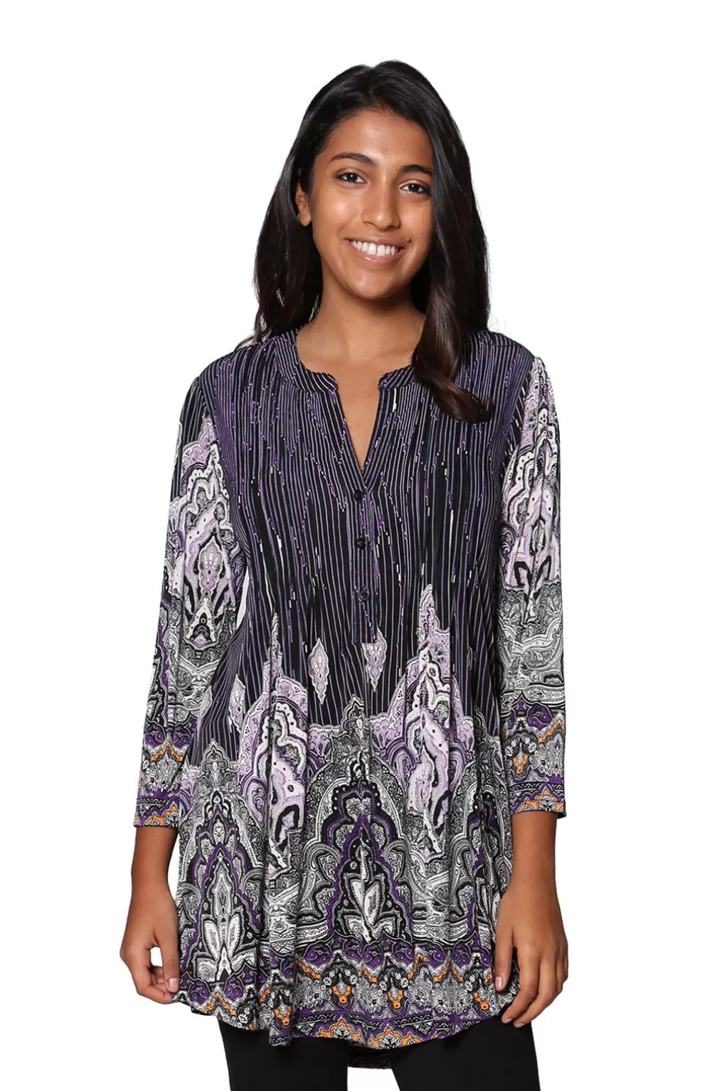 La Cera™ La Cera Empire Paisley Print Tunic