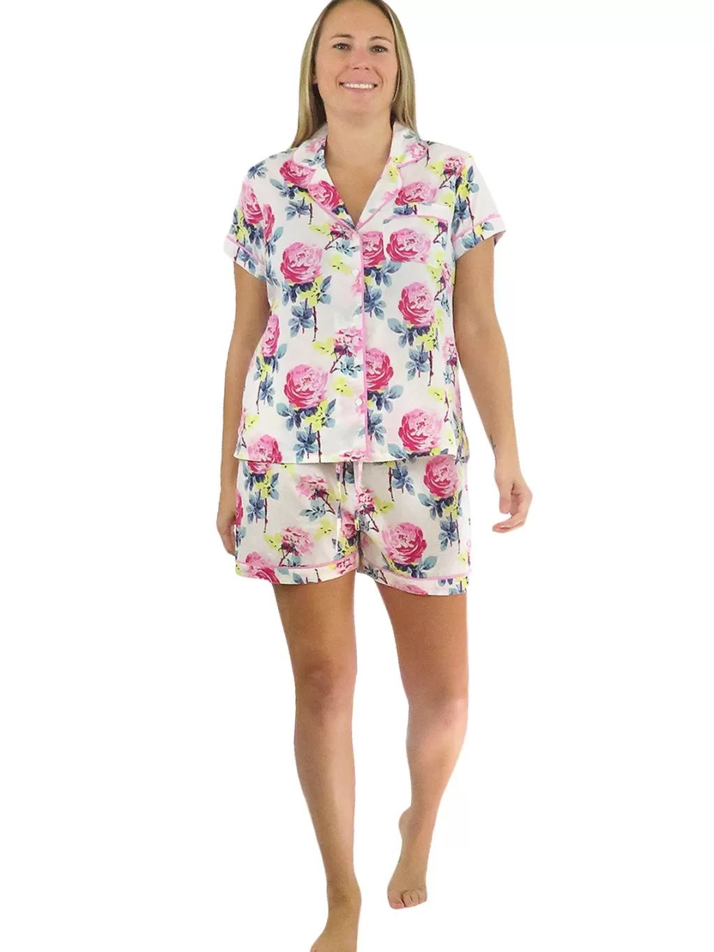 La Cera™ La Cera Floral Boxer Pajama Set
