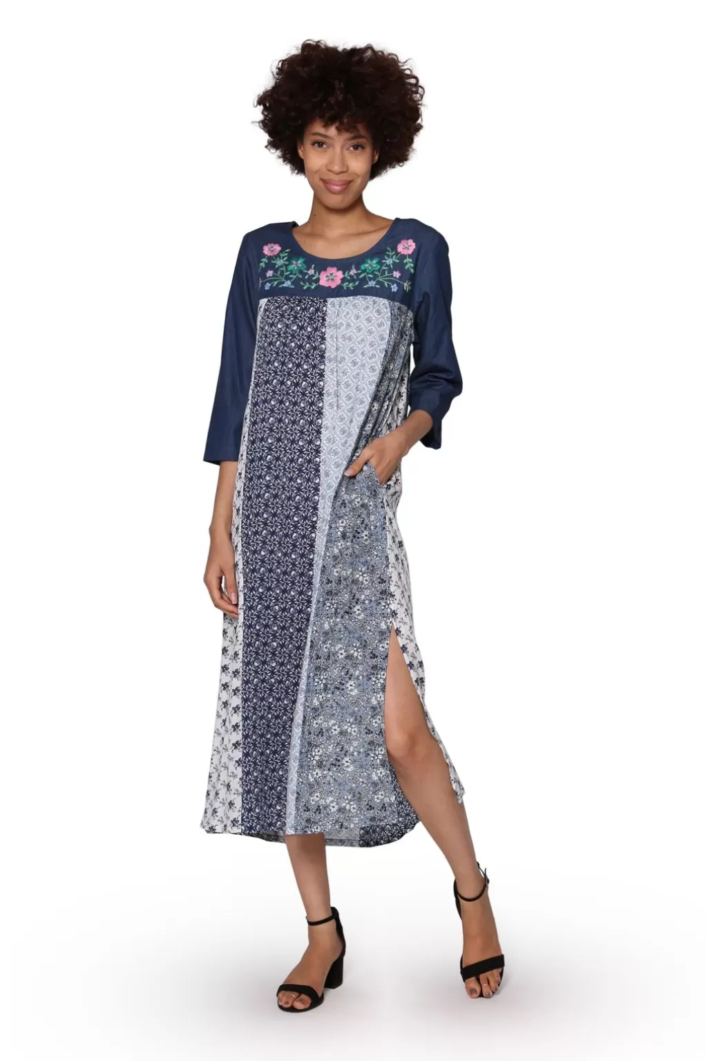 La Cera™ La Cera Floral Embroidered Rayon Dress
