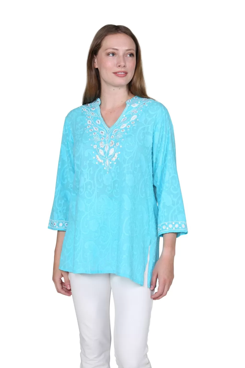 La Cera™ La Cera Floral Embroidered Tunic Top
