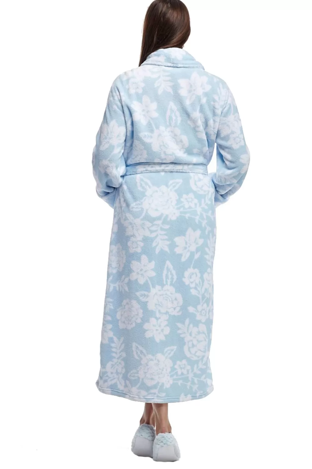 La Cera™ La Cera Floral Fleece Bathrobe With Belt