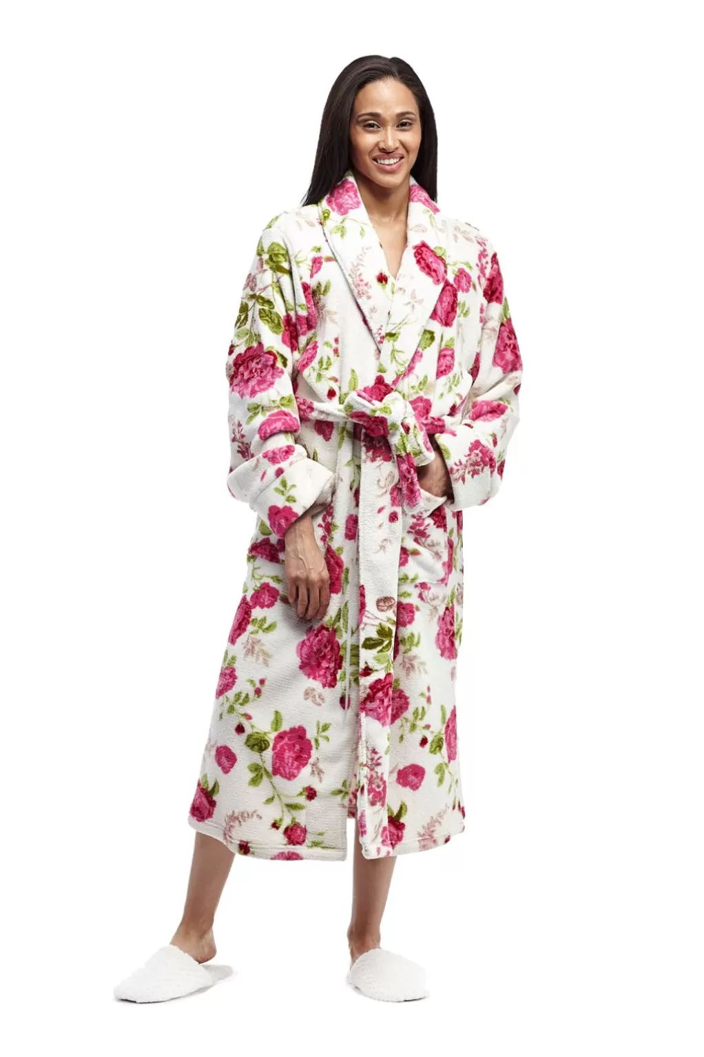 La Cera™ La Cera Floral Plush Fleece Bath Robe