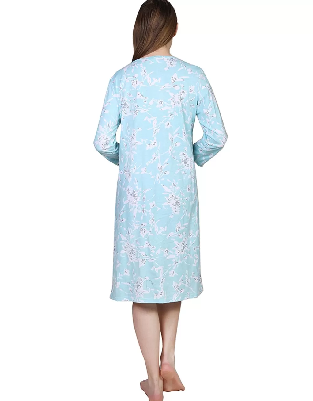 La Cera™ La Cera Floral Print Cotton Knit Gown