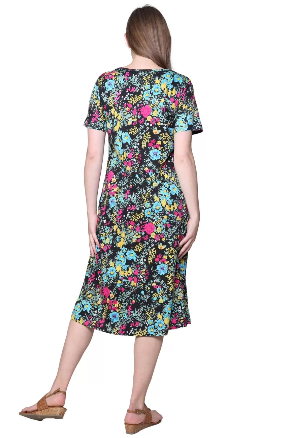 La Cera™ La Cera Floral Printed A-Line Knit Dress