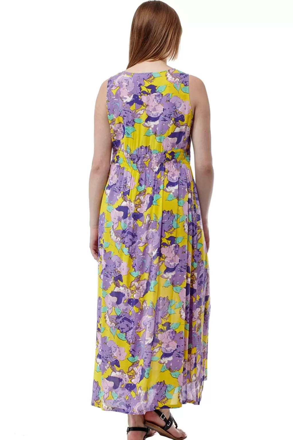 La Cera™ La Cera Floral Printed Sleeveless Rayon Maxi Dress