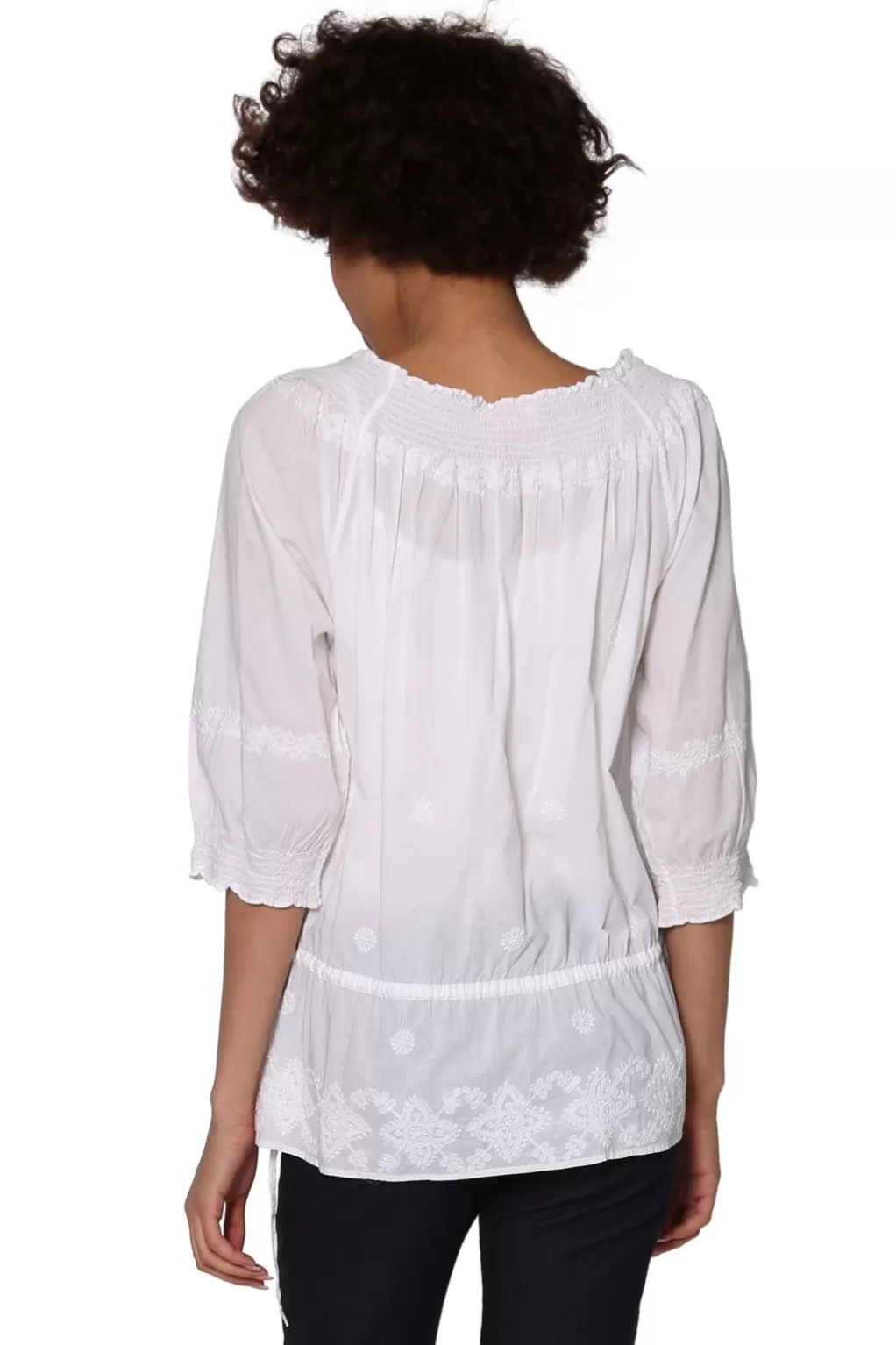 La Cera™ La Cera Hand-Embroidered Smocked Top