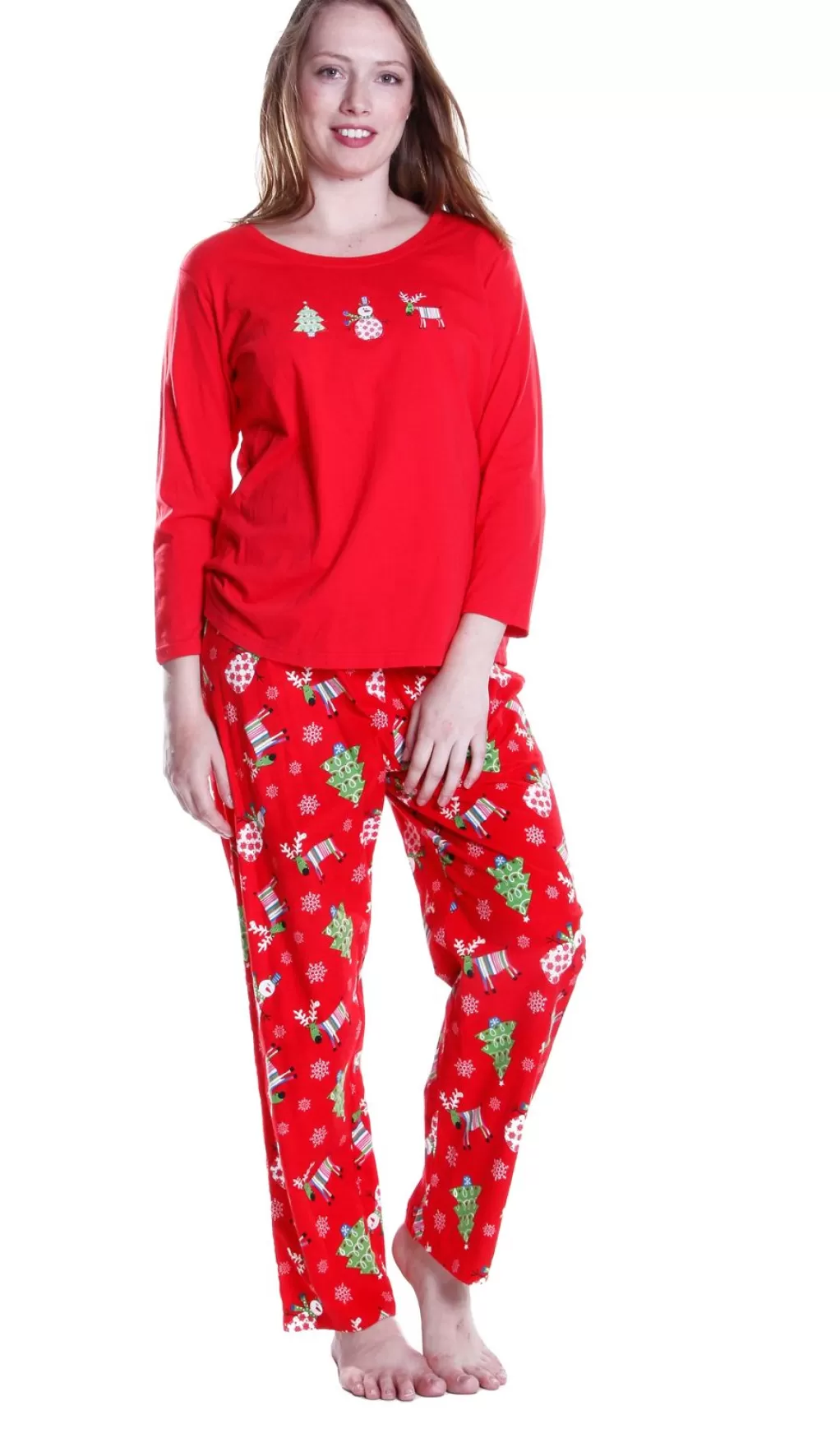 La Cera™ La Cera Holiday Pattern Flannel Pajama Set