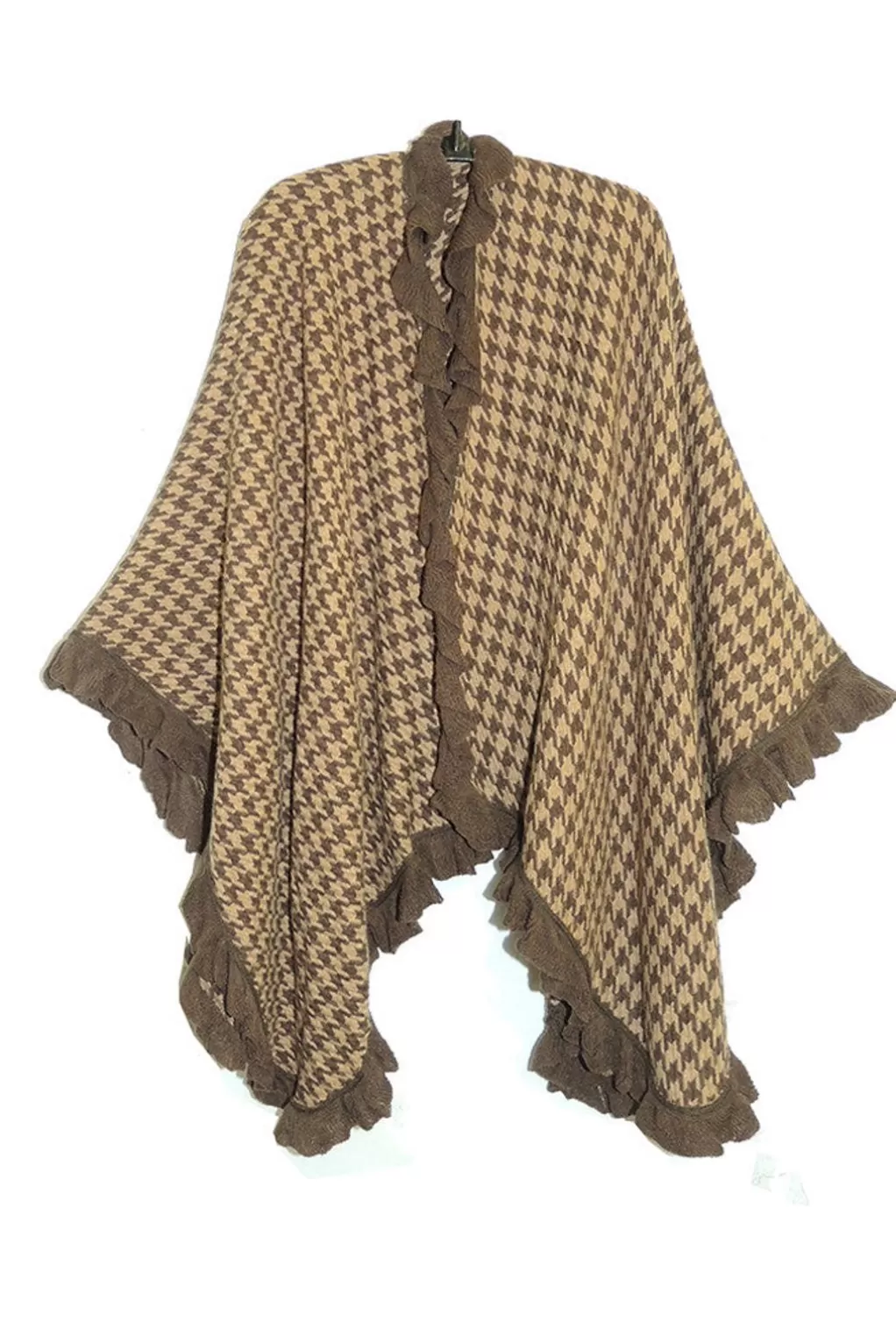 La Cera™ La Cera Houndstooth Split Poncho Shawl