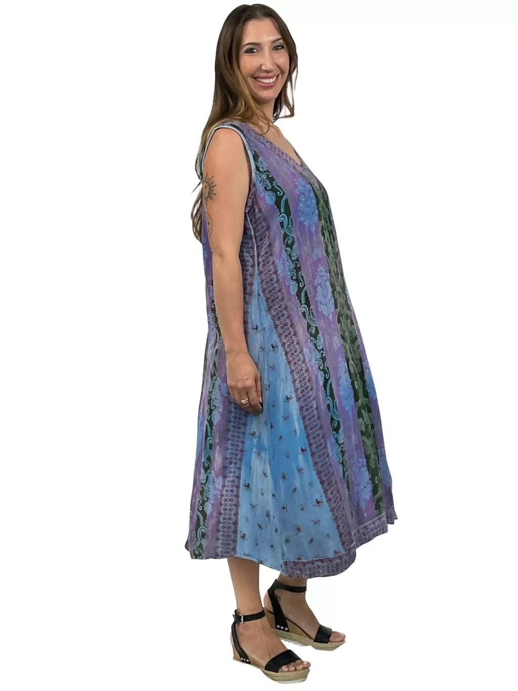 La Cera™ La Cera Jacobean Floral Print Sleeveless Dress