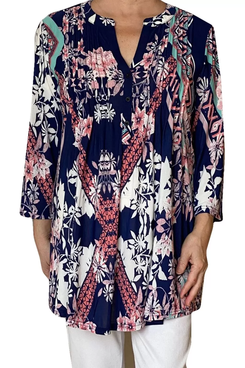 La Cera™ La Cera Key West Deco Print Tunic
