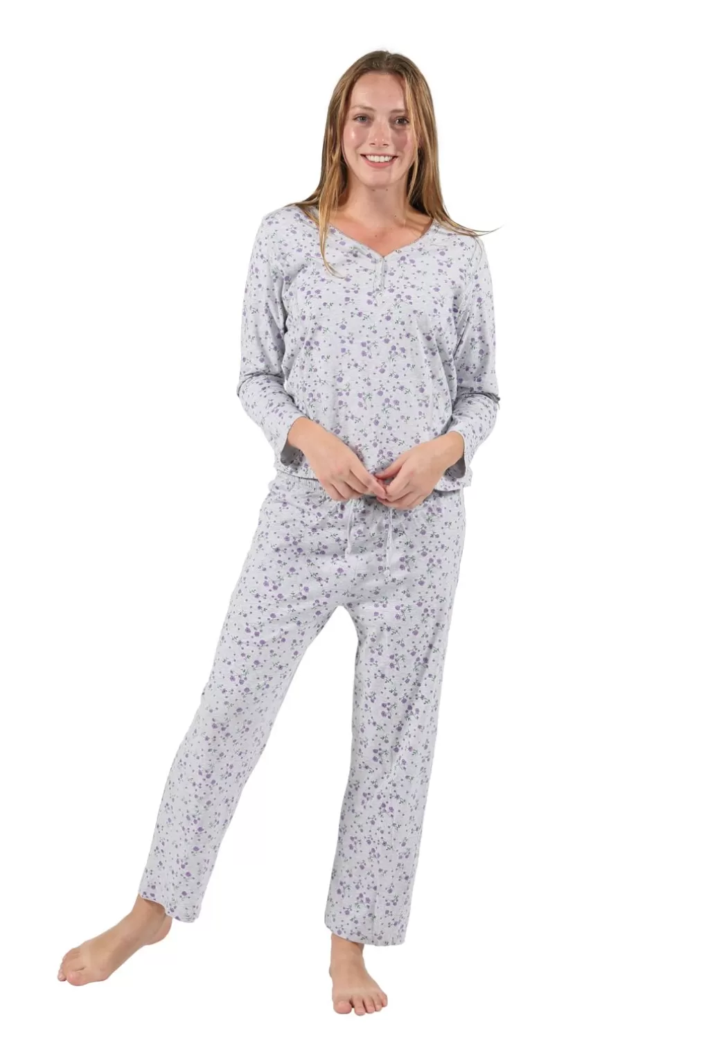 La Cera™ La Cera Knit Floral Pajama Set