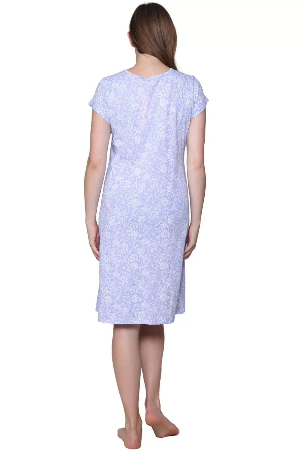 La Cera™ La Cera Lilac Floral Cotton Knit Chemise