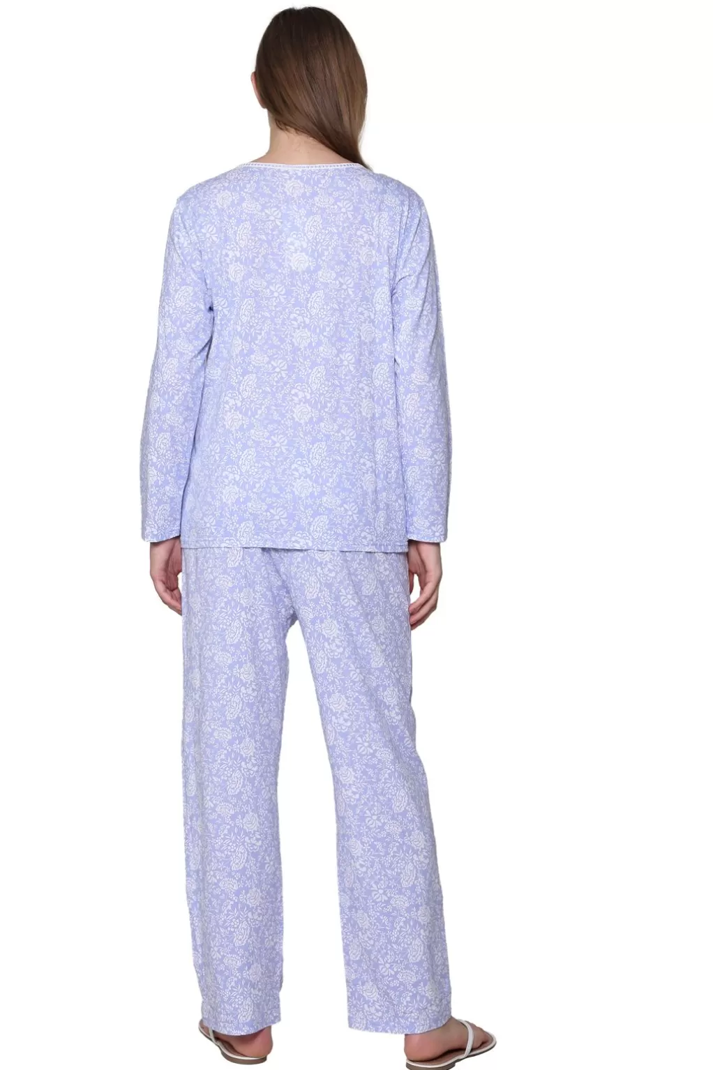 La Cera™ La Cera Lilac Floral Cotton Knit Pajama Set