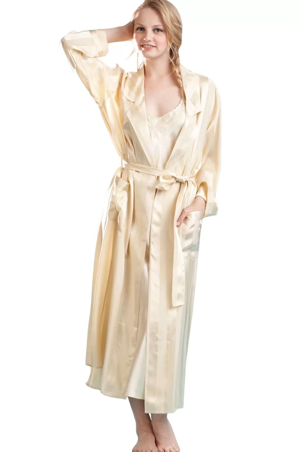 La Cera™ La Cera Long Silk Robe