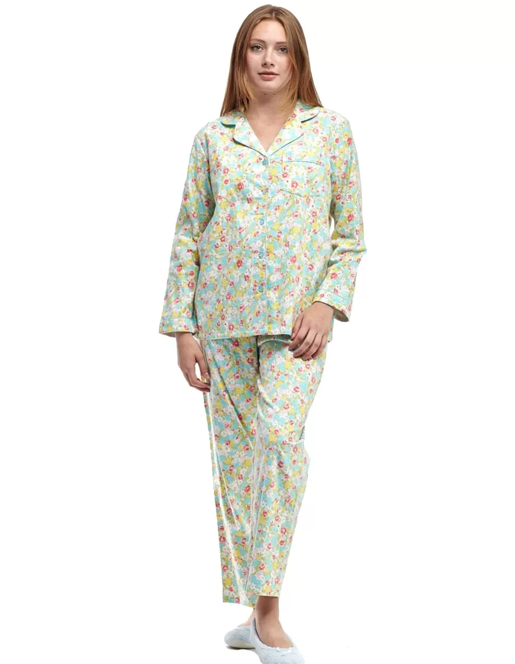 La Cera™ La Cera Long Sleeve Floral Flannel Pajama Set