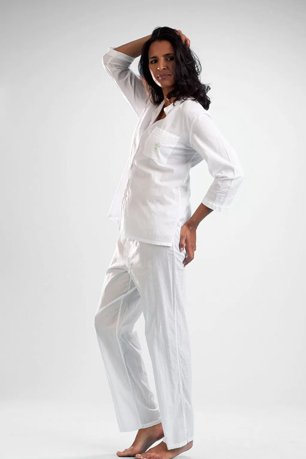 La Cera™ La Cera Long Sleeve Lace Trim Pajama Set