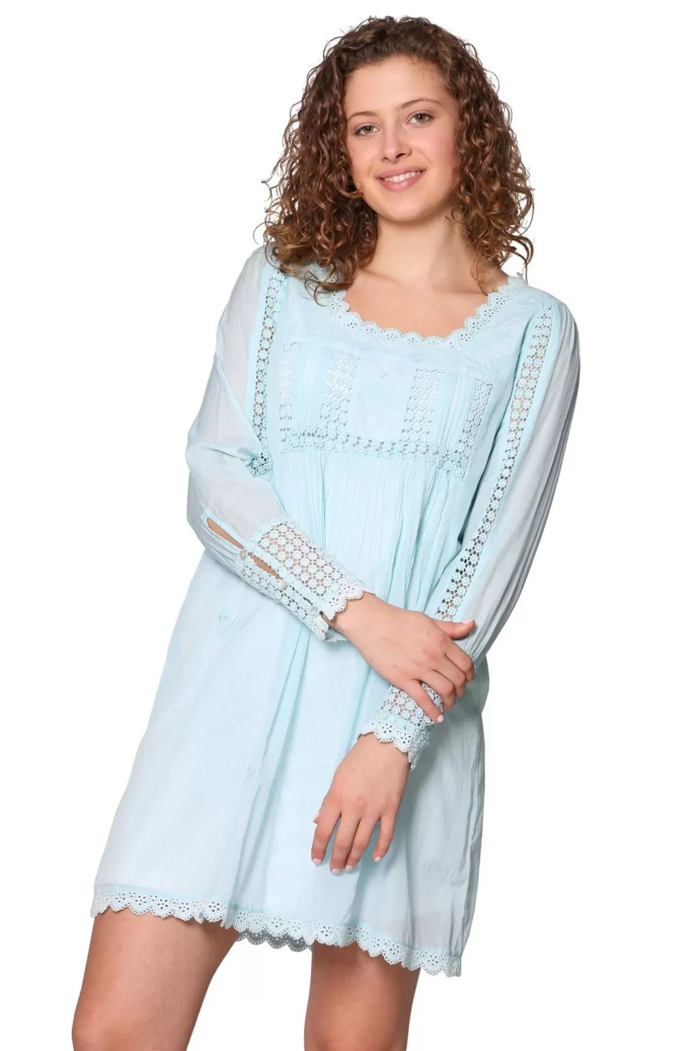 La Cera™ La Cera Long Sleeve Lace Yoke Top
