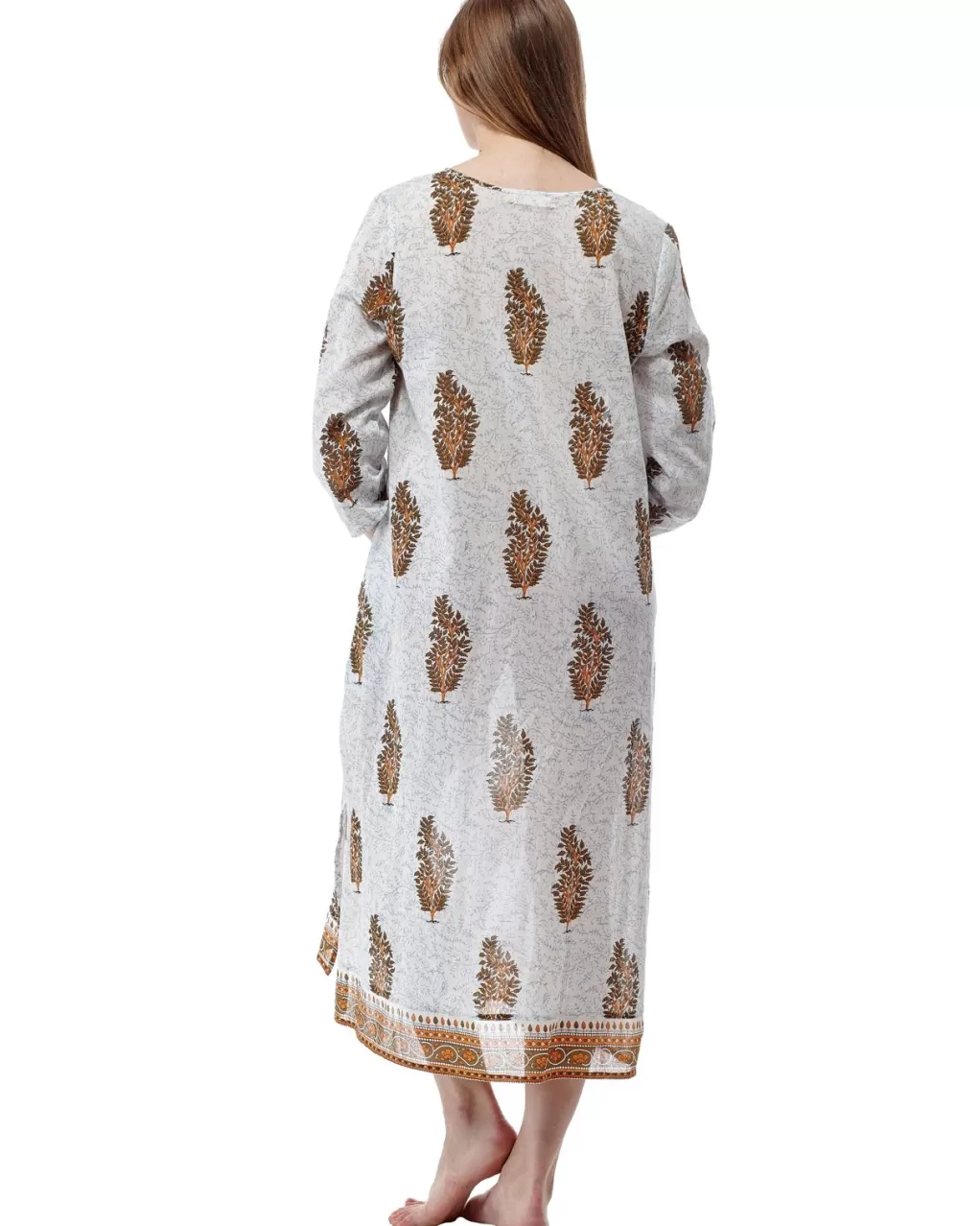 La Cera™ La Cera Long Sleeve Printed Caftan
