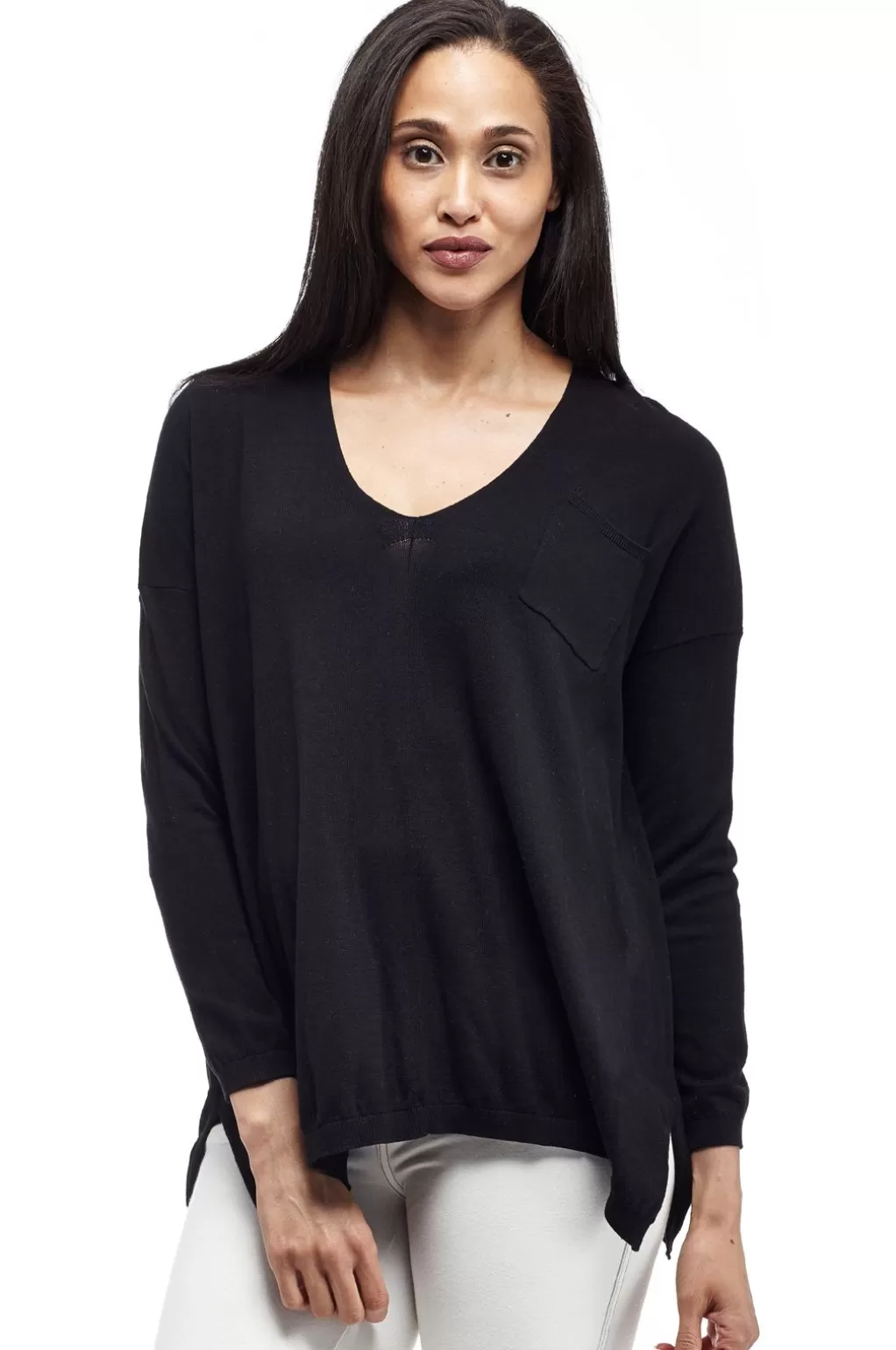 La Cera™ La Cera Long Sleeve Pullover Sweater With Pocket