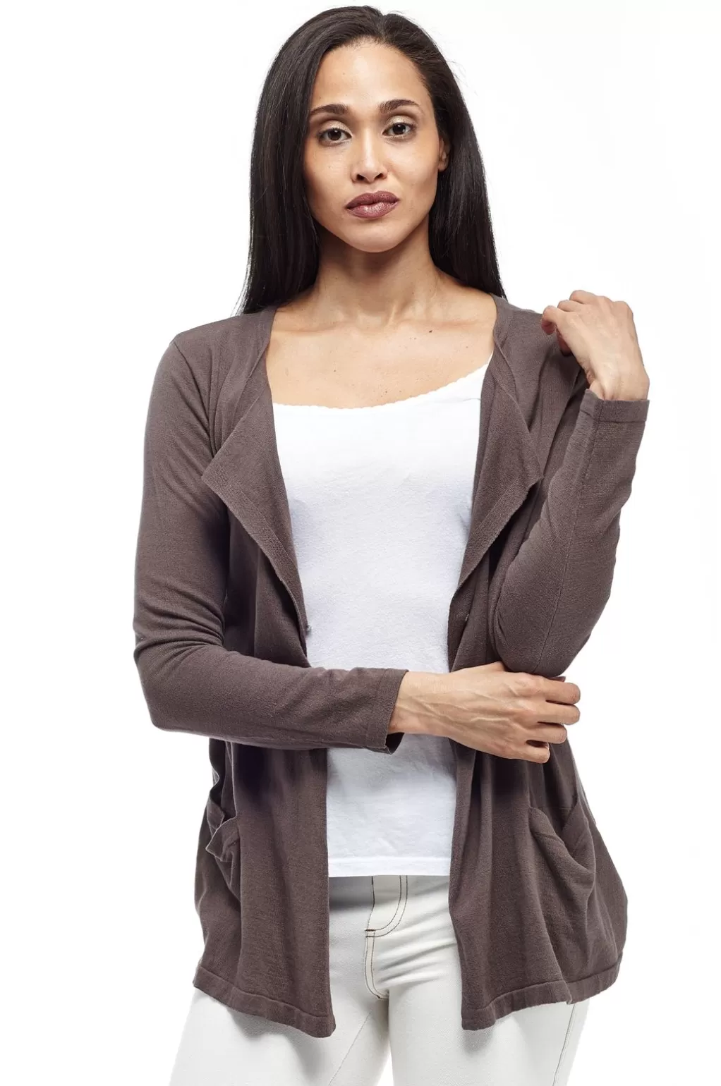 La Cera™ La Cera Long Sleeve Waterfall Cardigan