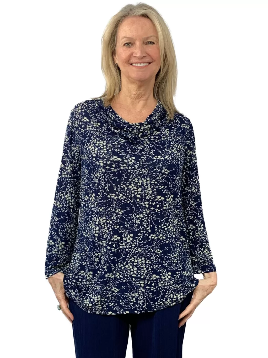 La Cera™ La Cera Lucerne Floral Cowl Neck Top